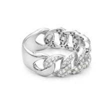 Load image into Gallery viewer, 0.75Crt Diamond Cuban Half Way Ring In 14K Yellow &amp; White Gold
