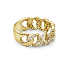 Load image into Gallery viewer, 0.75Crt Diamond Cuban Half Way Ring In 14K Yellow &amp; White Gold
