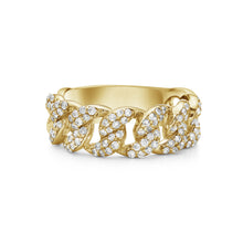 Load image into Gallery viewer, 0.75Crt Diamond Cuban Half Way Ring In 14K Yellow &amp; White Gold
