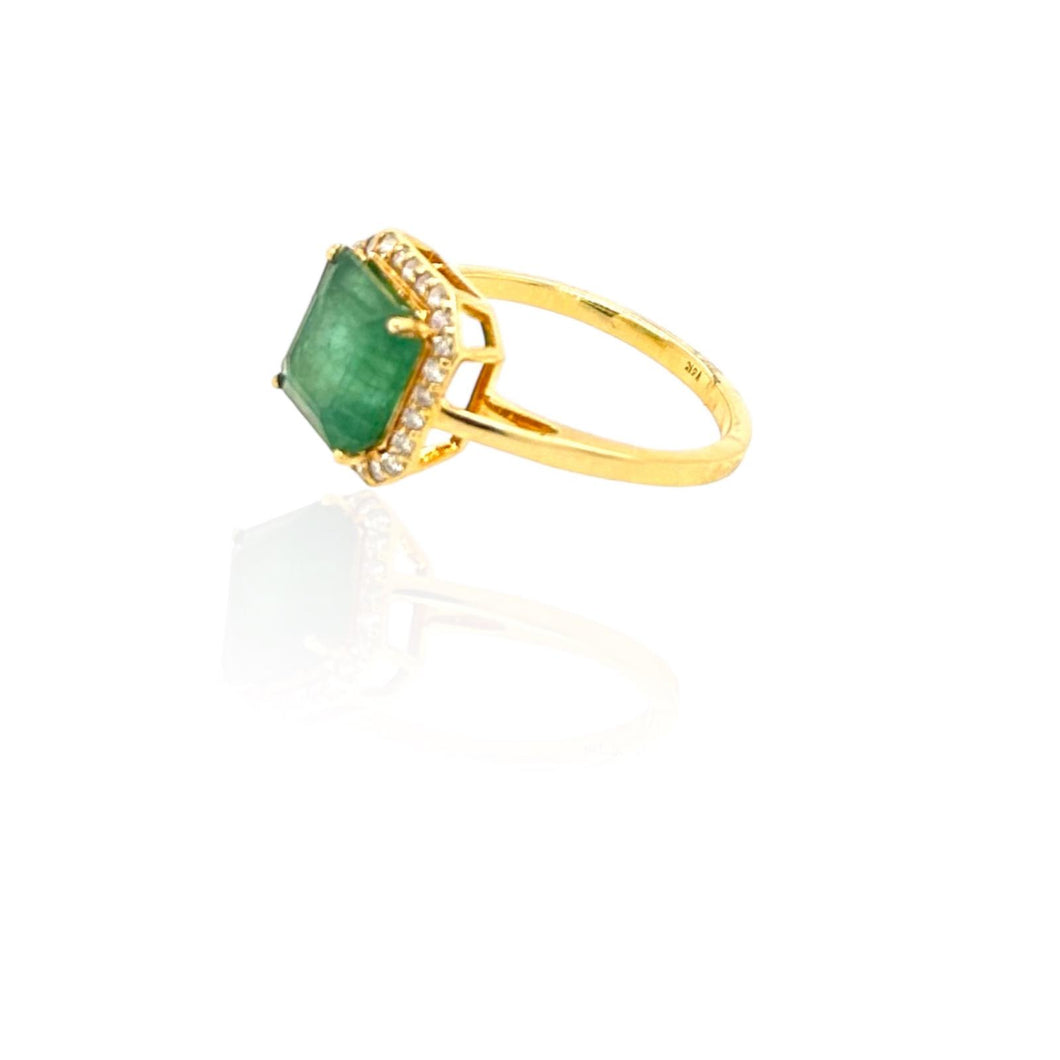 Emerald Cut Ruby Diamond Ring 14k Yellow Gold