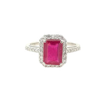 Load image into Gallery viewer, Emerald Cut Ruby Ring 14k White Gold
