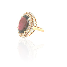 Load image into Gallery viewer, Oval Shaped Tourmaline &amp; Diamond Ring 14k Rose Gold
