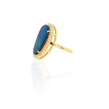 Load image into Gallery viewer, Boulder Opal &amp; Diamond Ring 14k Yellow Gold
