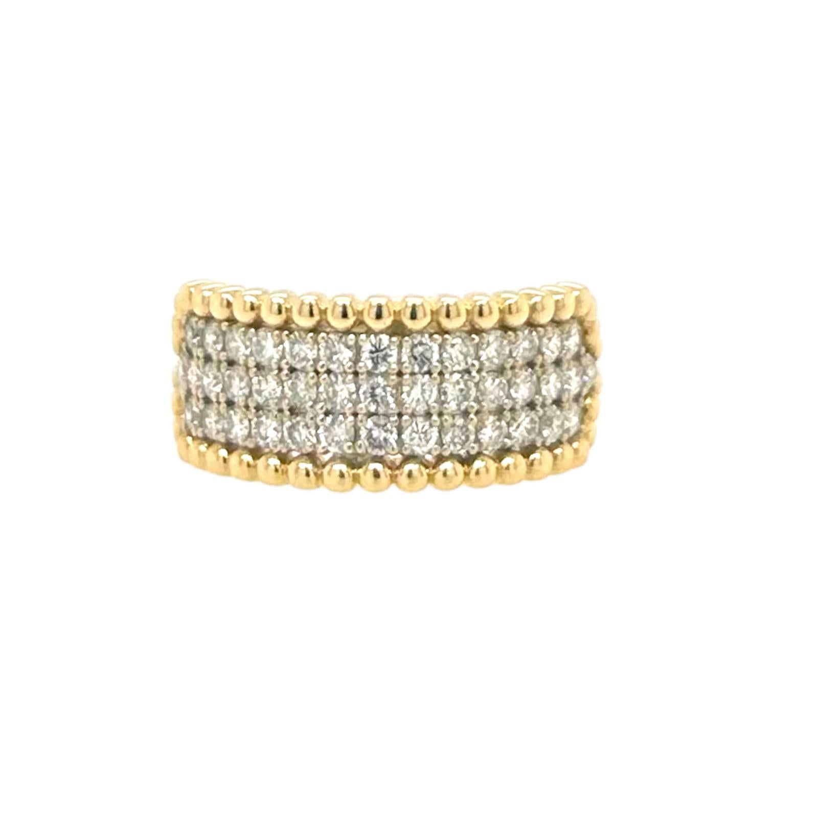 Three Row Diamond Ring 14k Yellow Gold