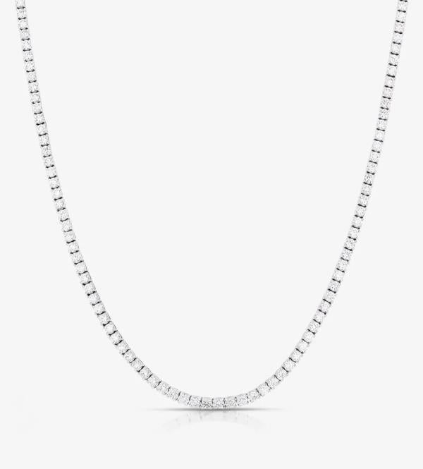 12 Ct Diamond LAB Tennis Necklace 14K White Gold 16