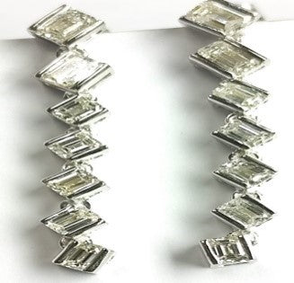 2.40 Cts Emerald Cut Diamond 18Kt White Gold Earrings