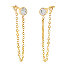 Load image into Gallery viewer, 0.22 Ct.tw. Diamond Bezel Set With 1.5&quot; Chain Stud 14K Gold Earring
