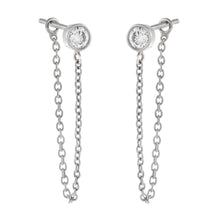 Load image into Gallery viewer, 0.22 Ct.tw. Diamond Bezel Set With 1.5&quot; Chain Stud 14K Gold Earring
