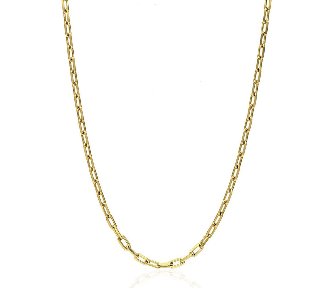 14k Yellow Gold 2.5x7.5mm Paperclip Link Chain Necklace 16″-18″