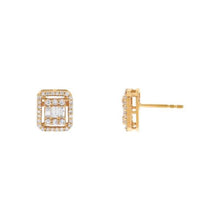 Load image into Gallery viewer, 0.45Ct Diamond Cluster 14K Yellow Gold Stud Earring

