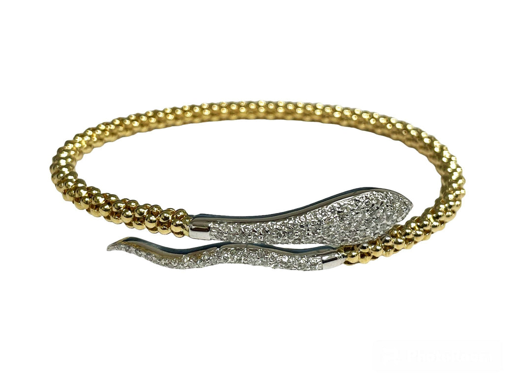 1.00Ct Diamond Snake Bangle 14K Yellow Gold