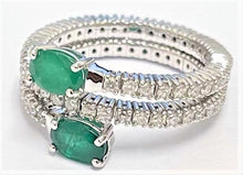 Load image into Gallery viewer, 1.50Ct Diamond 0.80Ct Emerald Flexible Wrap 14K White Gold Ring

