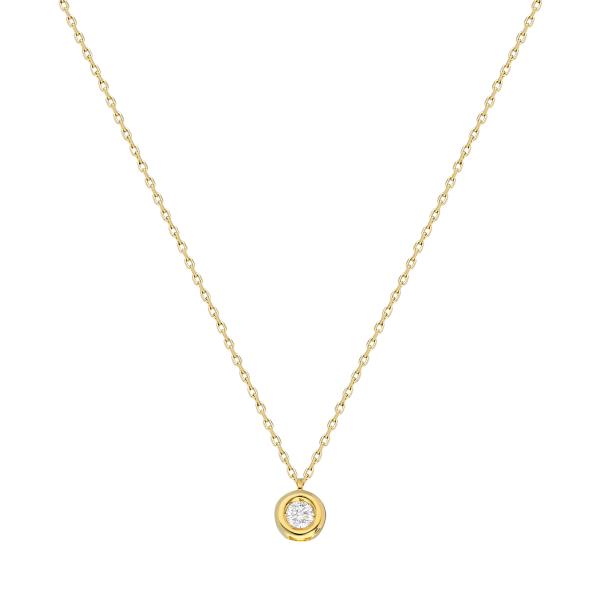 0.17crt Diamond Bezel set 14k Yellow gold Necklace