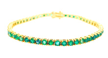 Load image into Gallery viewer, 5.3Ct Emerald Tennis Bracelet In 14K Yellow Gold Bracelet

