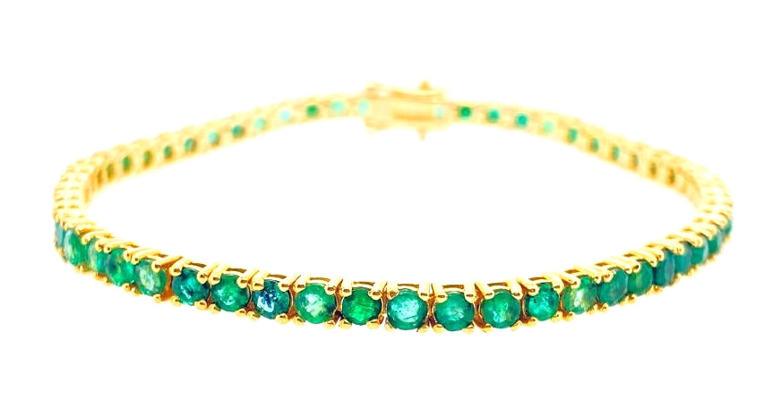 5.3Ct Emerald Tennis Bracelet In 14K Yellow Gold Bracelet