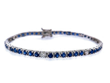 Load image into Gallery viewer, 4.90 Ct Sapphire 1.50 Ct Diamond Tennis bracelet 14k White gold
