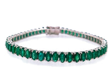 Load image into Gallery viewer, 11.50 Ct Oval shaped Emerald Tennis bracelet 14K White gold
