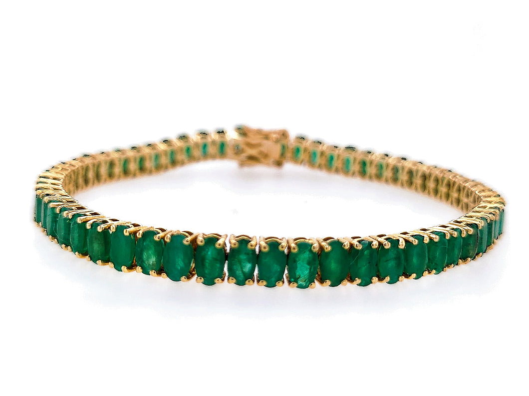12.90 Ct oval shaped Emerald bracelet 14K yellow gold