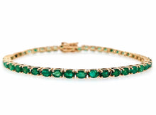 Load image into Gallery viewer, 5.50 Ct Oval shaped Emerald Tennis Bracelet 14K Yellow Gold
