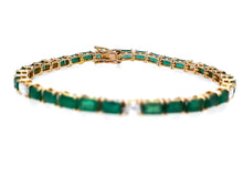 Load image into Gallery viewer, 1.25 Ct Diamond 10.11 Ct Emerald Alternat Tennis Bracelet 14K Yellow gold
