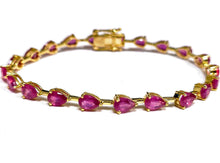 Load image into Gallery viewer, 12.00Ct Pear shaped Ruby Link Tennis Bracelet 14K Gold
