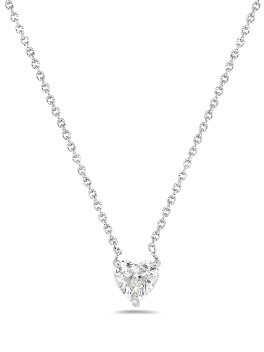 0.25 Cts Heart Shape Diamond 14K White Gold Necklace