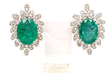 Load image into Gallery viewer, 1.75Ct Diamond 3.9Ct Emerald 18K White Gold Earring
