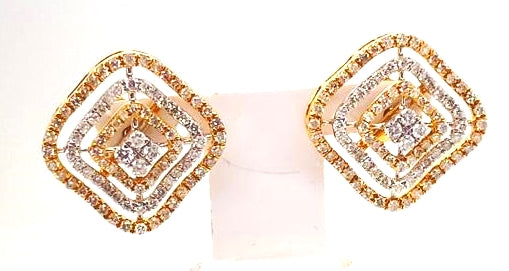 1.09Ct Diamond 18K Yellow Gold Earring