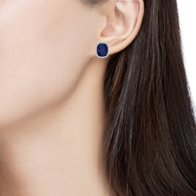 Load image into Gallery viewer, 0.36 Ct. Tw. Diamond Around 8.25 Ct. Tw. Sapphire Stud 14K Gold Earring
