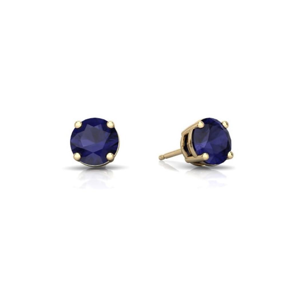 Sapphire Solitaire Stud Earring 14k Gold