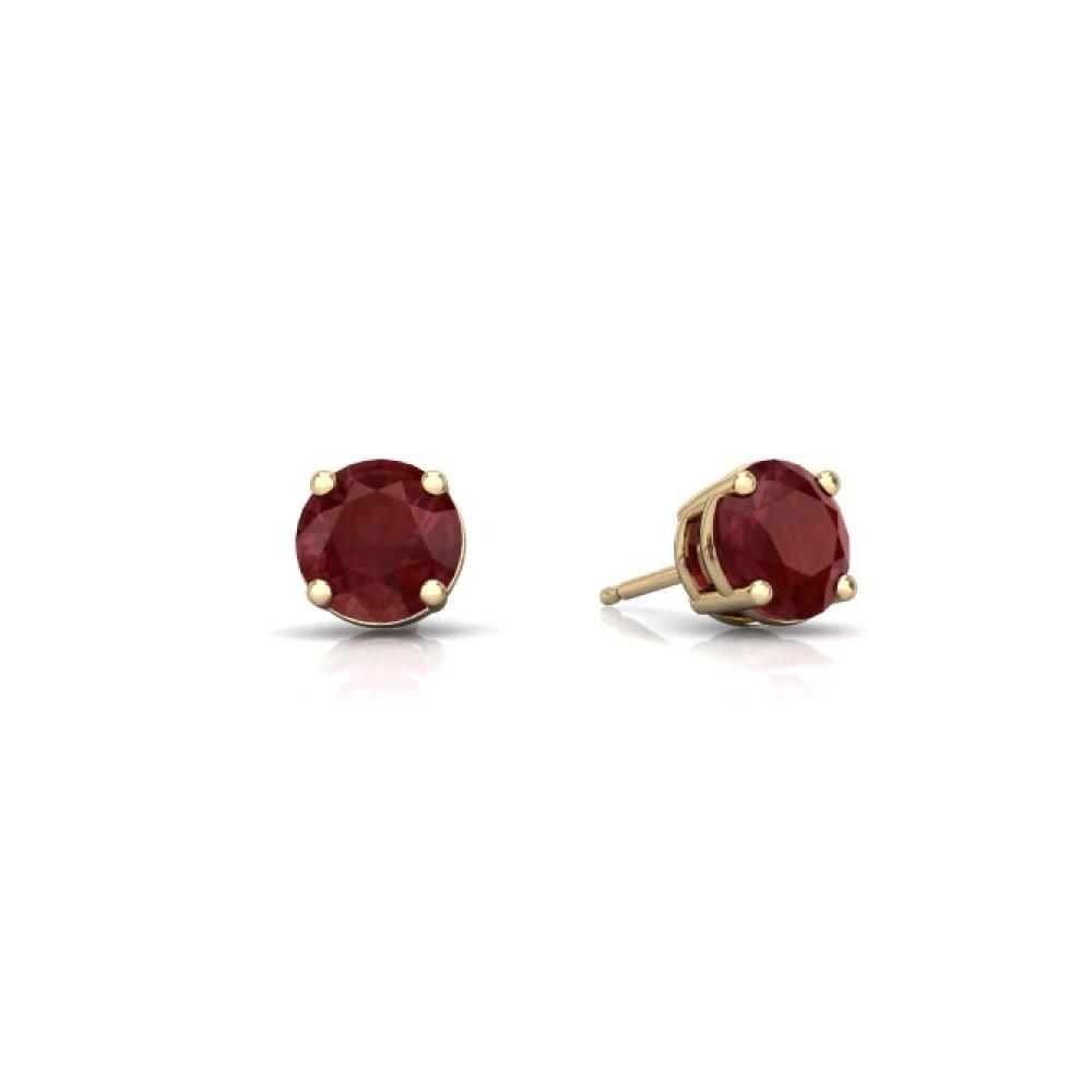 Ruby Solitaire Stud Earring 14k Gold