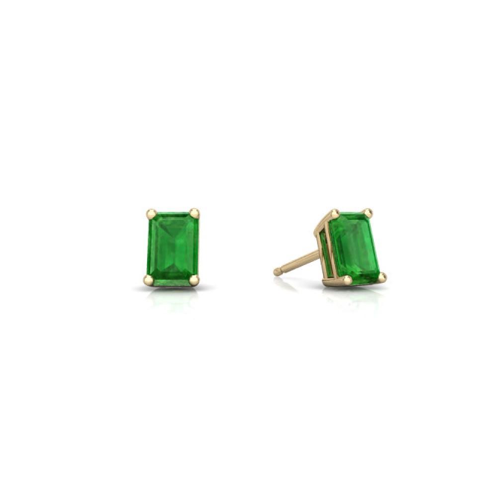 Emerald Cut Emerald Stud Earring 14k Gold