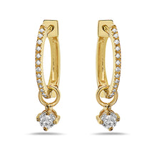 Load image into Gallery viewer, 0.90ct DIAMOND HUGGIES WITH ROUND DIAMOND DROPS IN 14k Yellow Gold
