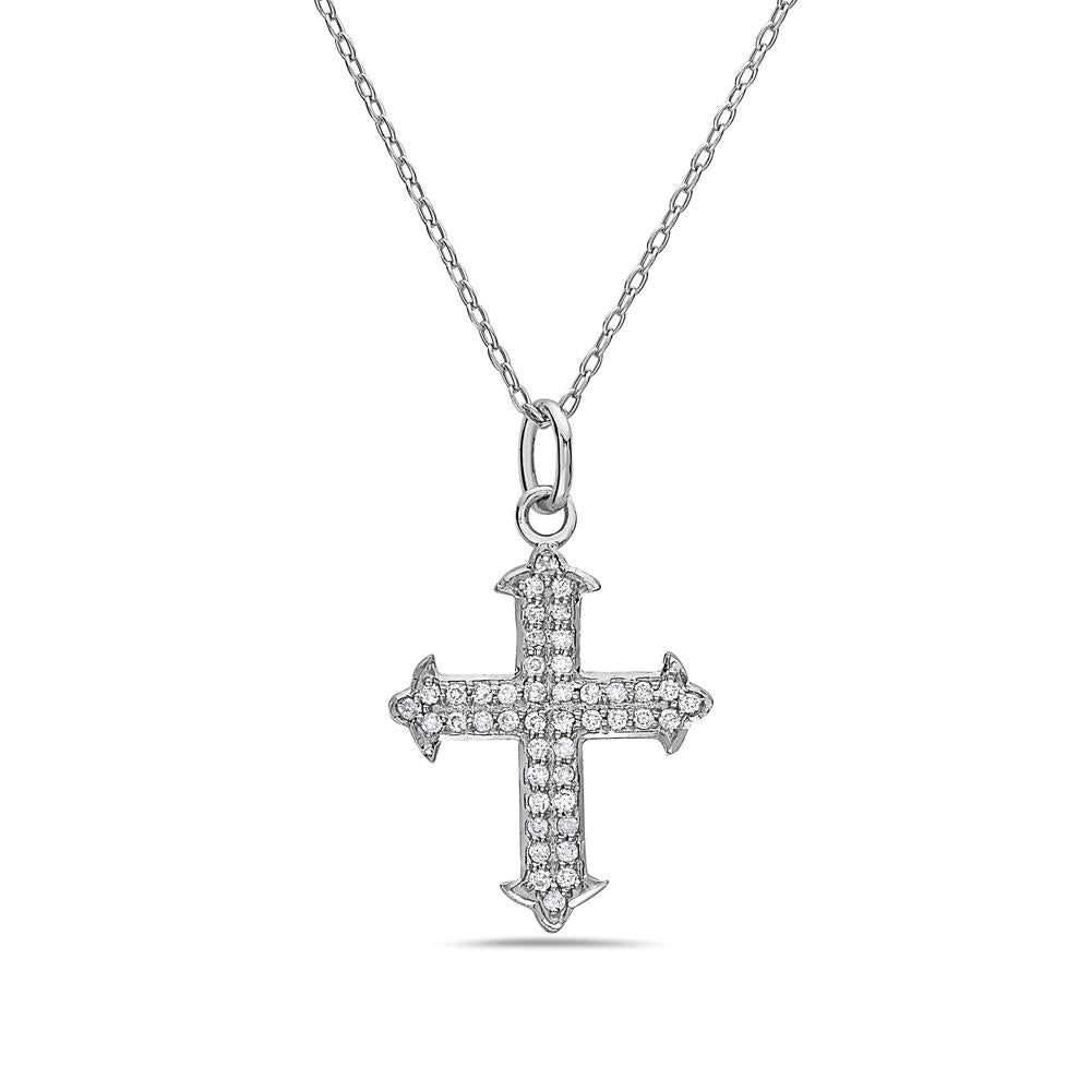 0.24 ct. tw. Diamond Cross Necklace 14K White Gold