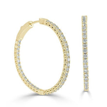 Load image into Gallery viewer, 1.10Ct Diamond in &amp; Out thin Round Hoop 14K Gold Earring
