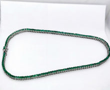 Load image into Gallery viewer, 16 Ct Princess cut Emerald Tennis Necklace in 14K gold
