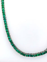 Load image into Gallery viewer, 16 Ct Princess cut Emerald Tennis Necklace in 14K gold
