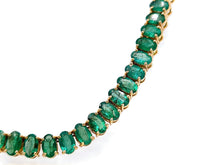 Load image into Gallery viewer, 24 Ct Oval Shaped Emerald Tennis Necklace in 14K gold
