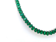 Load image into Gallery viewer, 25 Ct Oval cut Emerald Tennis Necklace in 14K gold

