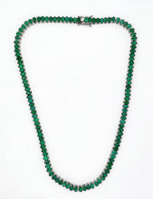 Load image into Gallery viewer, 24 Ct Oval Shaped Emerald Tennis Necklace in 14K gold
