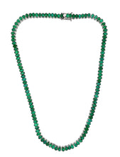 Load image into Gallery viewer, 25 Ct Oval cut Emerald Tennis Necklace in 14K gold
