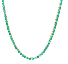 Load image into Gallery viewer, 12.6Ct Emerald 14K Yellow Gold Tennis Necklace
