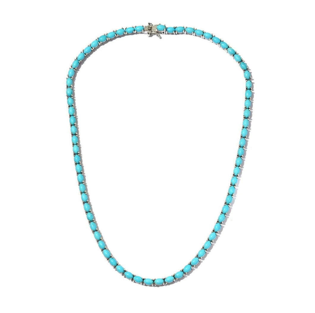17 CT TURQUOIES WHITE GOLD TENNIS NECKLACE