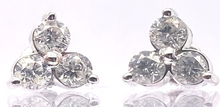 Load image into Gallery viewer, 2Ct Diamond 14K White Gold Three Stone Stud Earring
