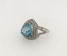 Load image into Gallery viewer, 8 ct Trillium Aquamarine Cocktail Ring in 14K White Gold
