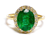 Load image into Gallery viewer, 0.30Ct Diamond 2Ct Oval Emerald Ring 14K Gold
