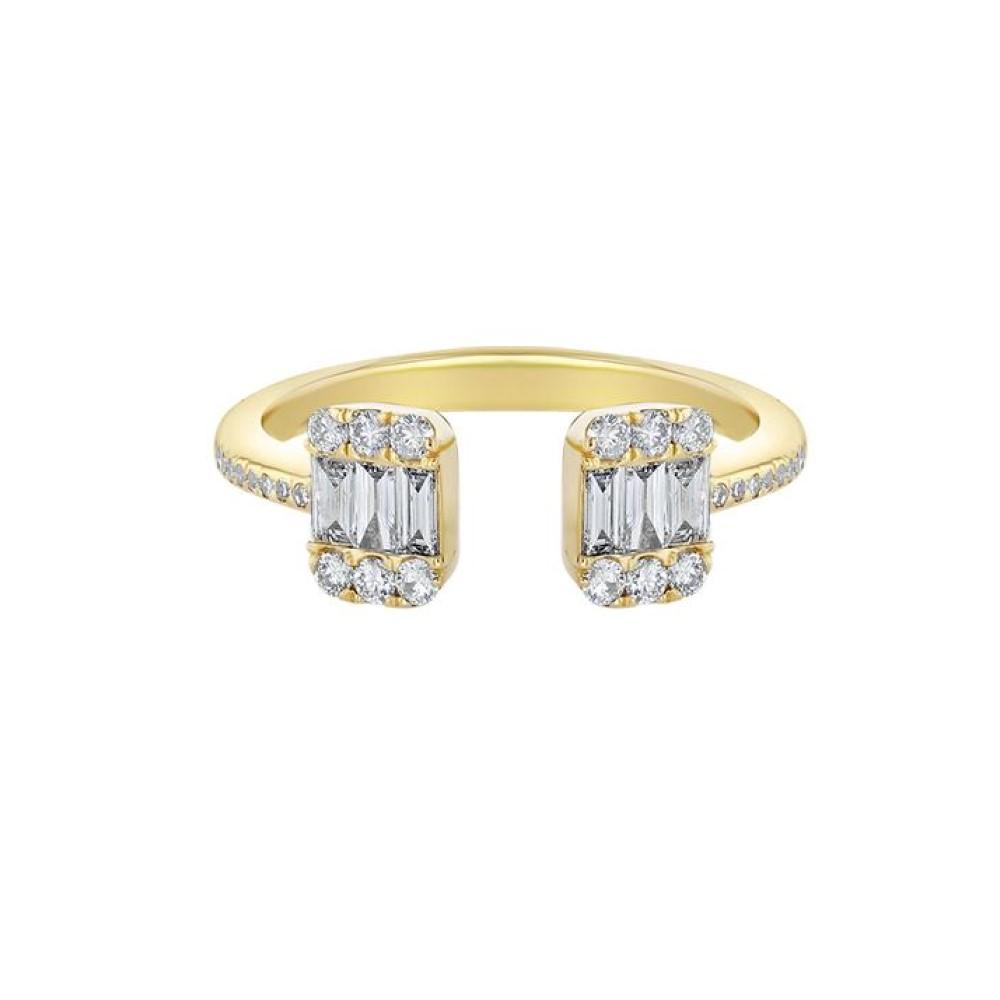 0.32ct Baguette and round-cut diamond open ring