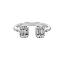 Load image into Gallery viewer, 0.32ct Baguette and round-cut diamond open ring
