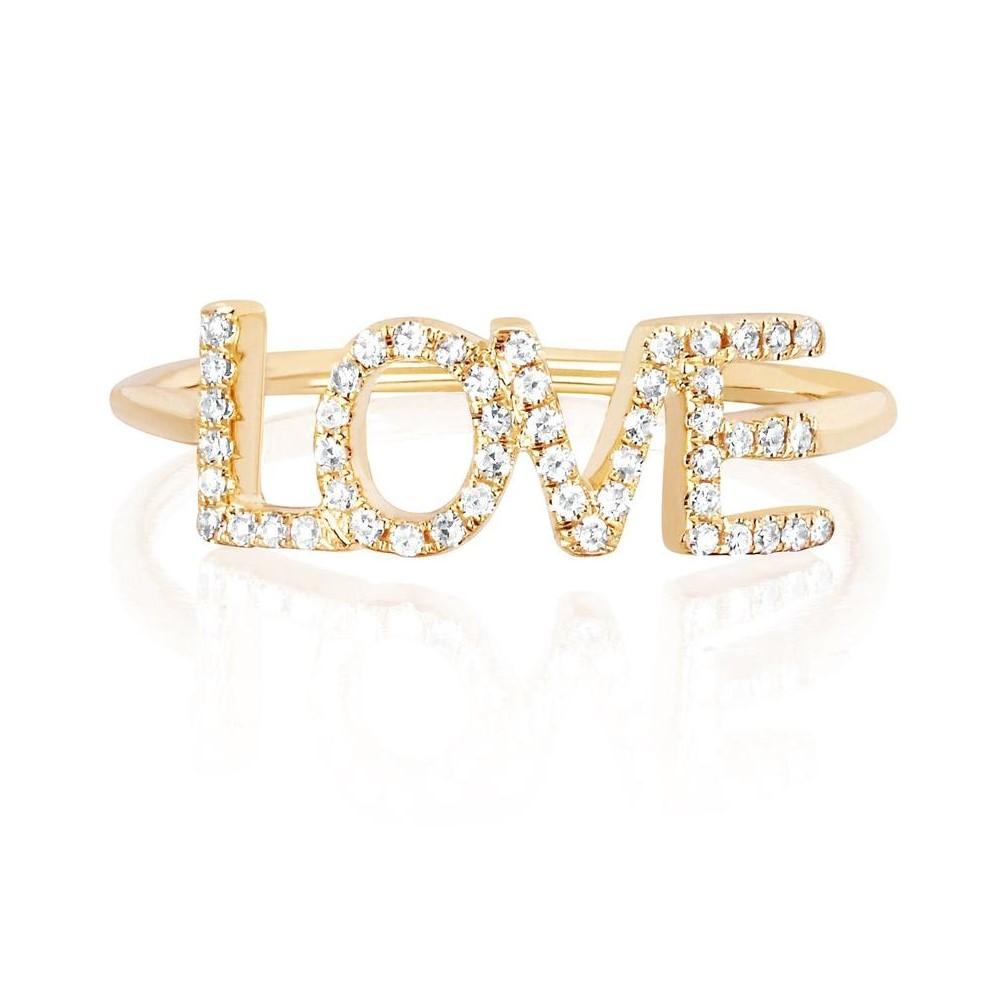 0.25Ct. T.w. Diamond love (Block Letters) ring set in 14k Yellow gold