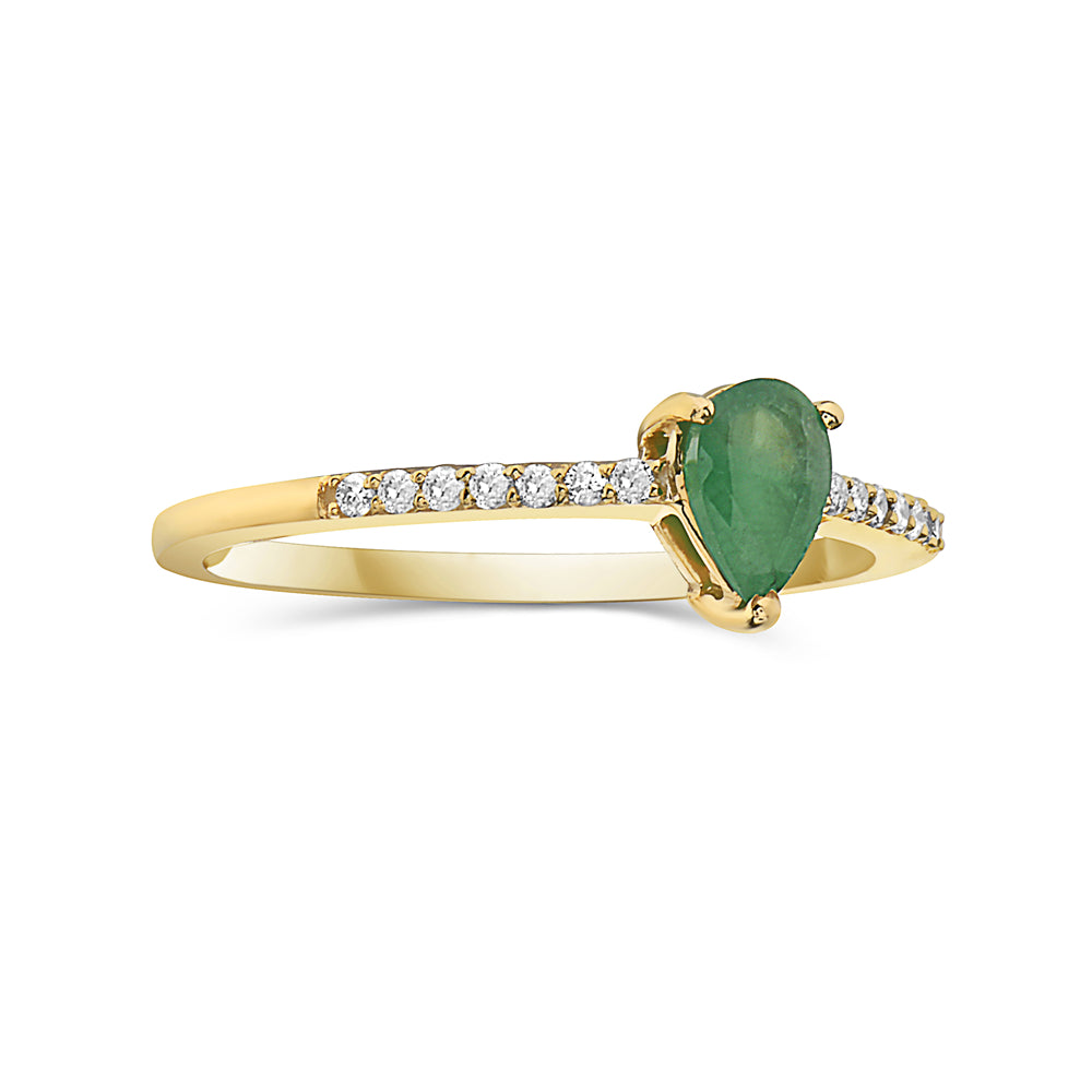 Diamond Pear Emerald Ring